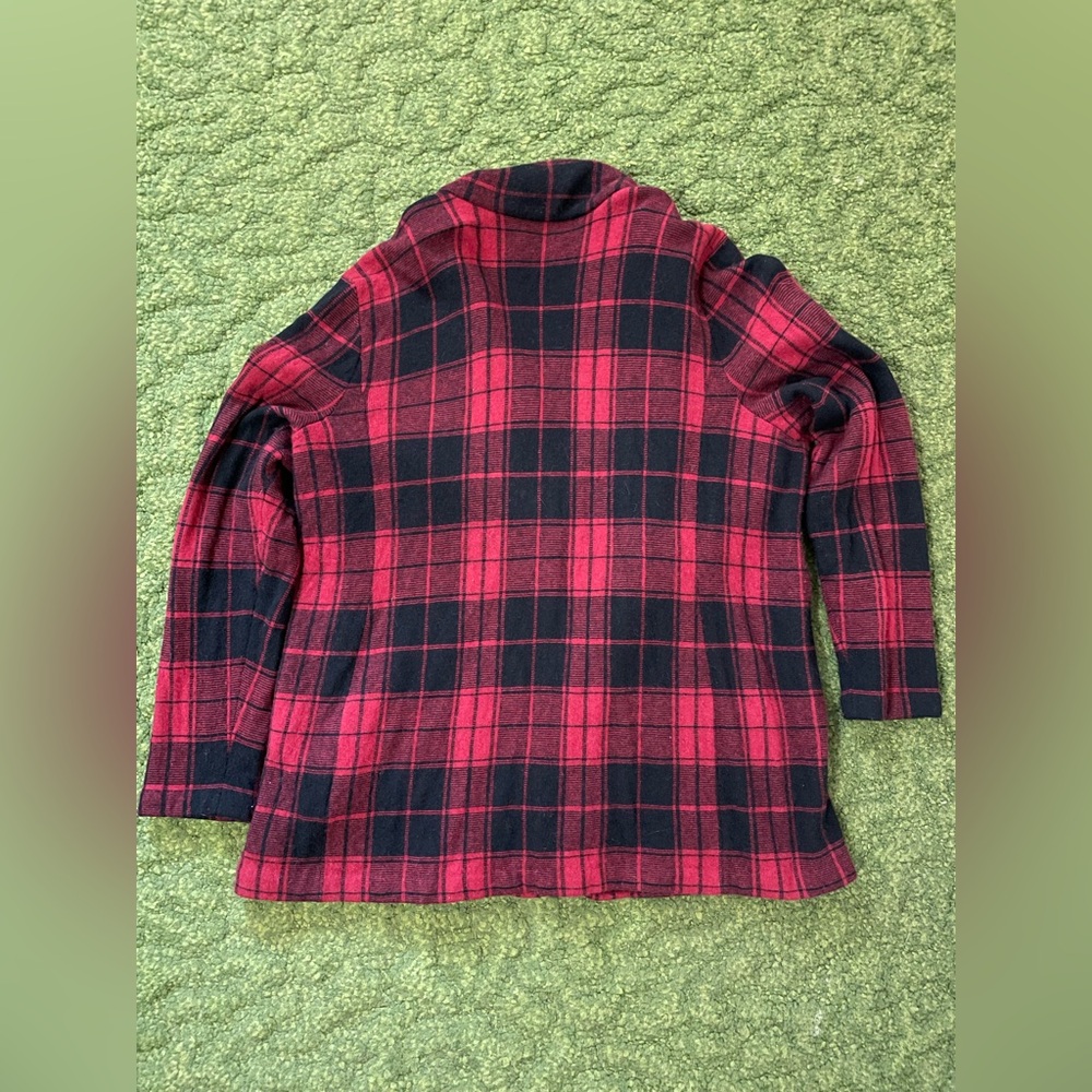 Ralph Lauren Red and Black Plaid Cashmere Cardigan - Picture 3 of 9